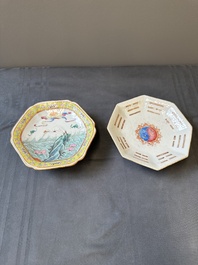 Twee Chinese famille rose tazza's, Tongzhi merk en periode