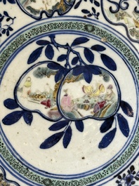 Two Chinese famille rose dishes, Kangxi and Shen De Tang 慎德堂 mark, 19th C.