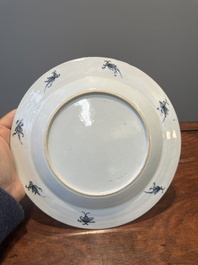 Three Chinese Imari-style 'Parasol ladies' plates after Cornelis Pronk, Qianlong