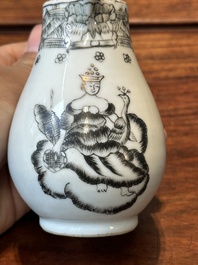 Five Chinese export grisaille cups and a milk jug, Qianlong