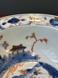 A Chinese Imari-style 'klapmuts' bowl with landscape design, ex-collection of August the Strong, Kangxi