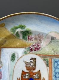 A rare Chinese Canton famille rose plate with the arms of Wight or Bradley, 19th C.