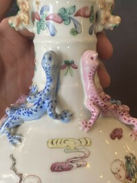A Chinese famille rose '18 Luohan' bottle vase, 19th C.
