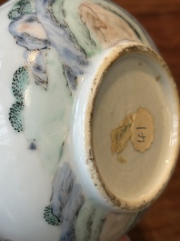 A Chinese famille rose teapot with landscape design, Yongzheng