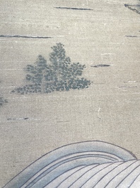 Chinese school: 'Emperor Qianlong with children', ink and colour on silk, 18/19th C.
