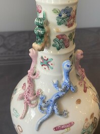 A Chinese famille rose '18 Luohan' bottle vase, 19th C.