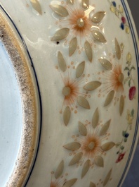 Two Chinese famille rose dishes, Kangxi and Shen De Tang 慎德堂 mark, 19th C.