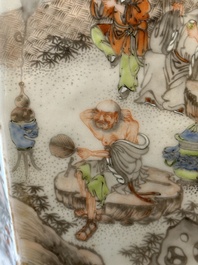 Een Chinese Canton famille verte tuinzit met figuratief decor, 19e eeuw