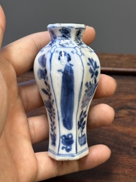 Seven Chinese blue and white 'Long Eliza' miniature vases, Kangxi