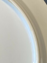 A pair of Chinese famille rose 'Jiangxi Province' plates, endless knot mark, 19/20th C.