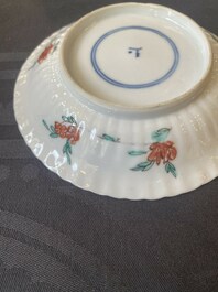 Twee paar Chinese famille verte koppen en schotels, Kangxi