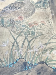 Yu Feian 于非闇 (1889-1959): 'Faisans sous le pin', encre et couleur sur soie