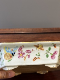 A pair of hexagonal Chinese Canton famille rose jardinieres on stands, 19th C.