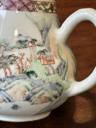 A Chinese famille rose teapot with landscape design, Yongzheng
