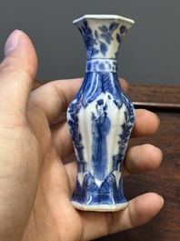 Seven Chinese blue and white 'Long Eliza' miniature vases, Kangxi