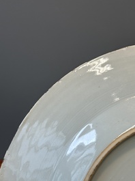 An unusual Dutch-decorated Chinese grisaille plate, Qianlong