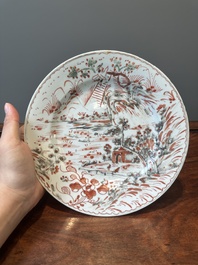An unusual Dutch-decorated Chinese grisaille plate, Qianlong