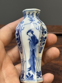 Seven Chinese blue and white 'Long Eliza' miniature vases, Kangxi