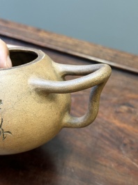 A Chinese Yixing stoneware 'Shipiao 石瓢' teapot, Ren Bonian 任伯年 signed, dated 1879