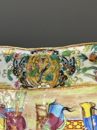 A Chinese Canton famille rose lobed armorial dish and a plate, 19th C.