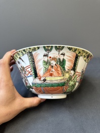 A Chinese famille verte bowl with narrative design, 19th C.