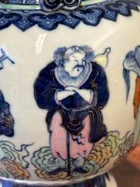 A Chinese doucai 'Eight Immortals' vase, Qianlong mark, Republic