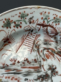 An unusual Dutch-decorated Chinese grisaille plate, Qianlong