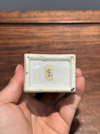 A rectangular Chinese blue and white 'Long Eliza' tea caddy and cover, Kangxi