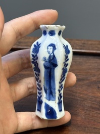 Seven Chinese blue and white 'Long Eliza' miniature vases, Kangxi