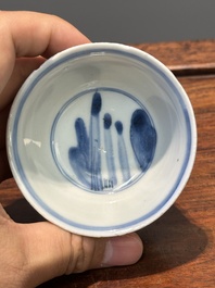Zeven Chinese blauw-witte koppen en zes schotels, Transitie periode/vroeg Kangxi