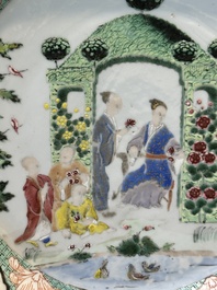 A Chinese famille rose 'arbor' plate after a design by Cornelis Pronk, Qianlong