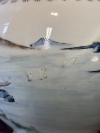 A Chinese famille rose vase with a mountainous landscape, Qianlong mark, Republic