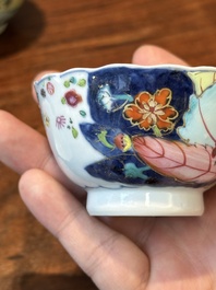 Collection de sept pi&egrave;ces en porcelaine de Chine famille rose &agrave; d&eacute;cor de feuilles de tabac, Qianlong
