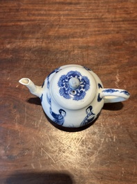 A Chinese blue and white 'Long Eliza' teapot and cover, Chenghua mark, Kangxi
