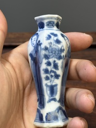 Seven Chinese blue and white 'Long Eliza' miniature vases, Kangxi
