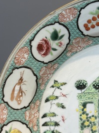 A Chinese famille rose 'arbor' plate after a design by Cornelis Pronk, Qianlong