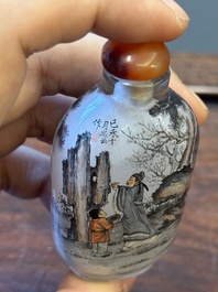 Trois tabati&egrave;res en verre peint &agrave; l'int&eacute;rieur, Chine, 20&egrave;me