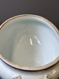 A Chinese export monogrammed blue-enameled and gilt tureen and cover, Qianlong
