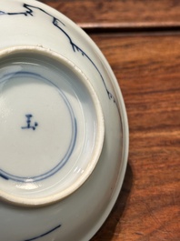 Zeven Chinese blauw-witte koppen en zes schotels, Transitie periode/vroeg Kangxi