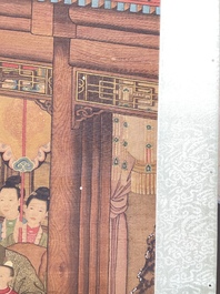 Chinese school: 'Emperor Qianlong with children', ink and colour on silk, 18/19th C.