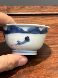Zeven Chinese blauw-witte koppen en zes schotels, Transitie periode/vroeg Kangxi