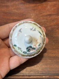 A Chinese famille rose teapot with landscape design, Yongzheng