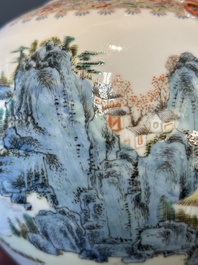 A Chinese famille rose vase with a mountainous landscape, Qianlong mark, Republic