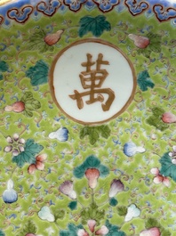 Two Chinese famille rose dishes, Kangxi and Shen De Tang 慎德堂 mark, 19th C.