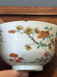 Two Chinese famille rose bowls, a 'Buddhist lion' plate and a 'Wu Shuang Pu' bowl, 19th C.