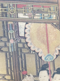 Chinese school: 'Emperor Qianlong with children', ink and colour on silk, 18/19th C.