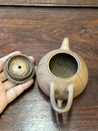 A Chinese Yixing stoneware 'Shipiao 石瓢' teapot, Ren Bonian 任伯年 signed, dated 1879