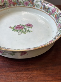 A pair of fine Chinese Canton famille rose jardinieres on stands, 19th C.