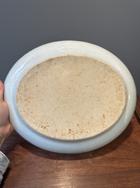 An oval Chinese monogrammed Canton famille rose dish, 19th C.