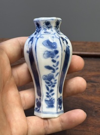 Seven Chinese blue and white 'Long Eliza' miniature vases, Kangxi